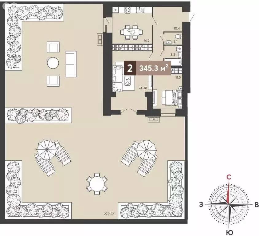 2-комнатная квартира: Пенза, улица Щербакова, 69 (345.3 м) - Фото 1