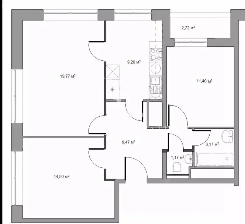 3-к кв. Московская область, Люберцы ул. Кирова, 12к2 (69.6 м) - Фото 2