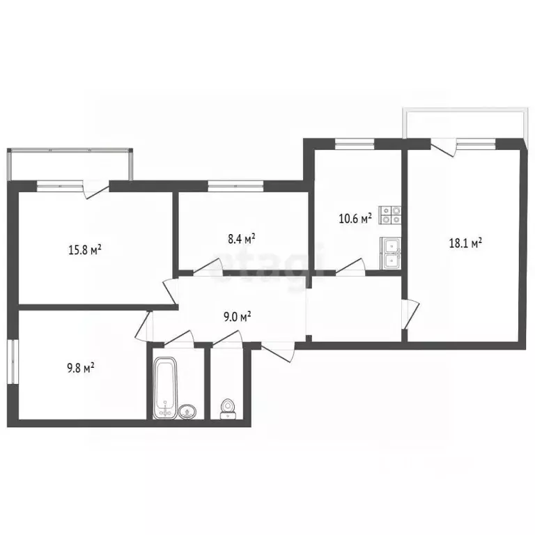 4-к кв. Псковская область, Печоры Рижская ул., 7 (79.5 м) - Фото 1