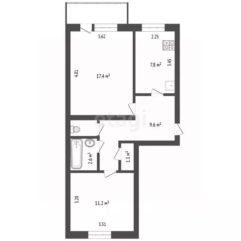 2-к кв. Владимирская область, Ковров ул. Маяковского, 30 (51.7 м) - Фото 2