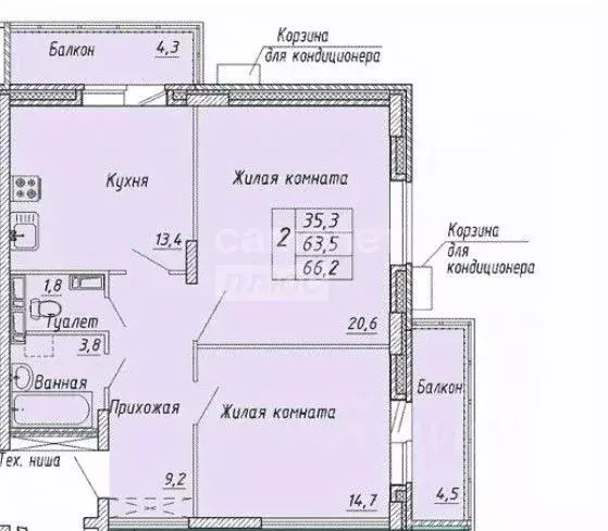 2-к кв. Орловская область, Орел ул. Матросова, 3Б (66.2 м) - Фото 2