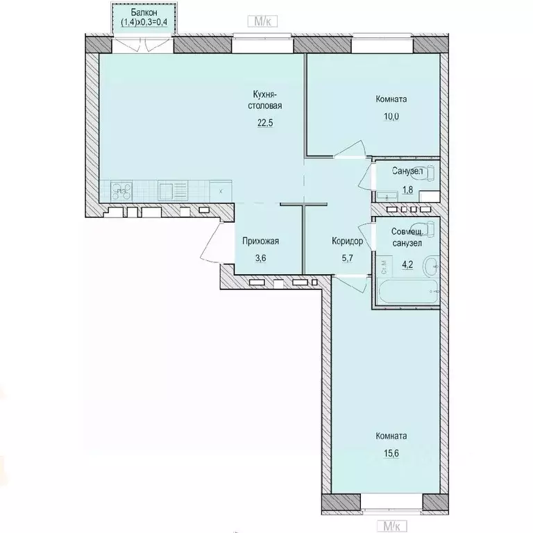 2-к кв. Удмуртия, Завьяловский район, с. Первомайский Санвилл жилой ... - Фото 0