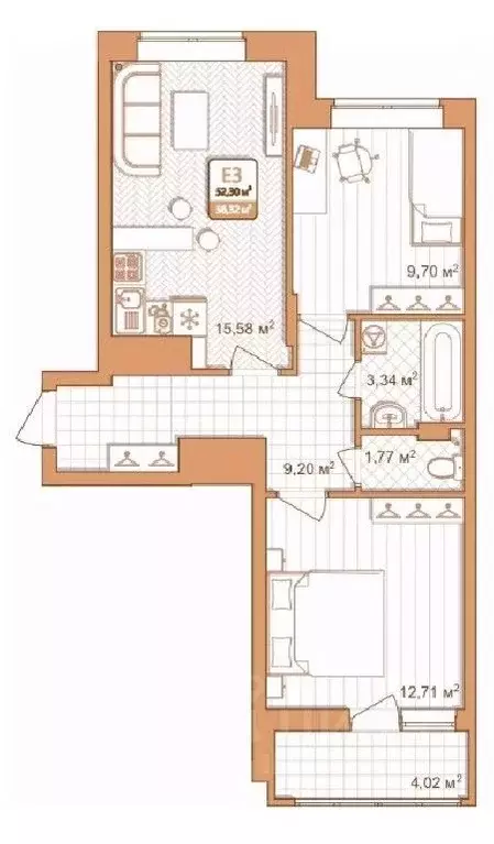 2-к кв. Тульская область, Тула проезд 2-й Клинской, 8 (53.0 м) - Фото 0