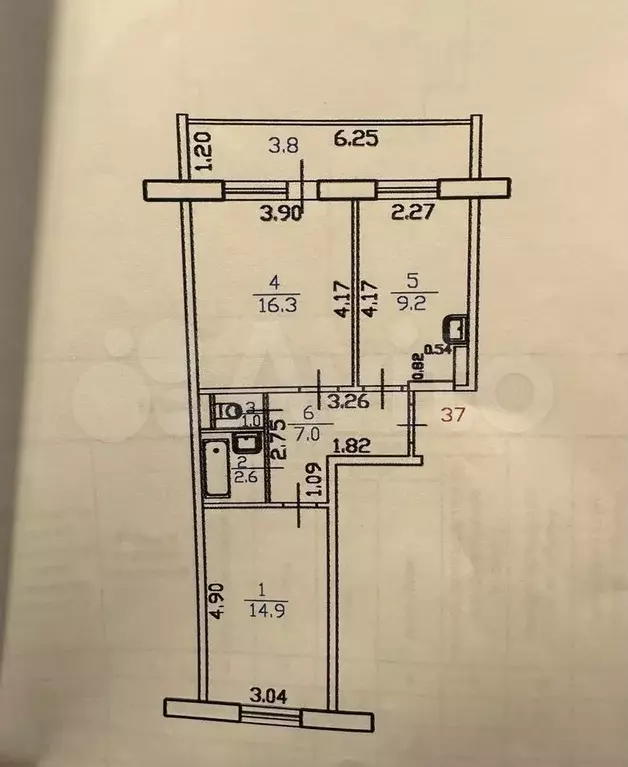 2-к. квартира, 51 м, 3/5 эт. - Фото 0