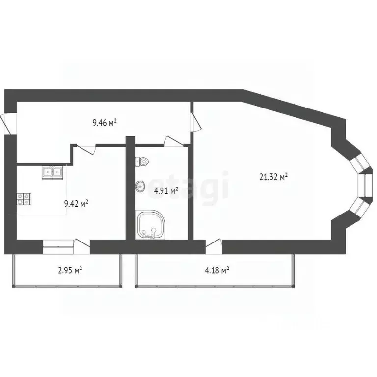 1-к кв. Костромская область, Кострома Калиновская ул., 6 (50.0 м) - Фото 1