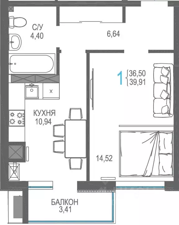 1-к кв. Крым, Симферопольский район, Гвардейское пгт, Республика жилой ... - Фото 1