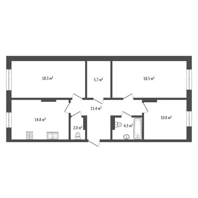 3-комнатная квартира: Тюмень, Новгородская улица, 14 (85.8 м) - Фото 0