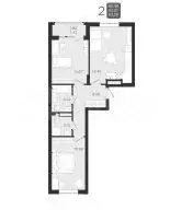 2-к. квартира, 62,5 м, 1/9 эт. - Фото 1