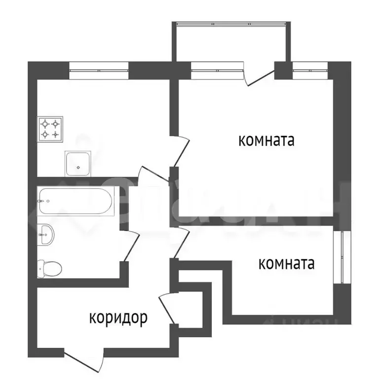 2-к кв. Тульская область, Тула Волоховская ул., 8 (42.2 м) - Фото 2