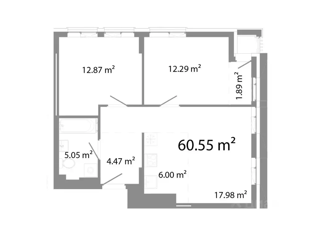3-к кв. Челябинская область, Челябинск ул. Худякова, 18/3 (60.55 м) - Фото 0
