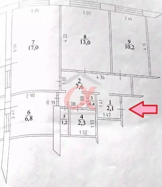 3-к кв. Кемеровская область, Кемерово Волгоградская ул., 32В (60.6 м) - Фото 2