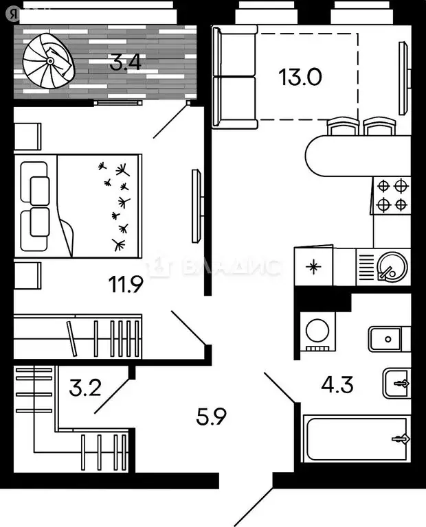 1-комнатная квартира: Пенза, улица Измайлова, 38к3 (41.7 м) - Фото 0