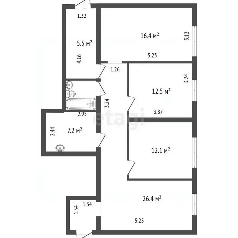 3-к кв. Санкт-Петербург ул. Ушинского, 3К2 (79.4 м) - Фото 1