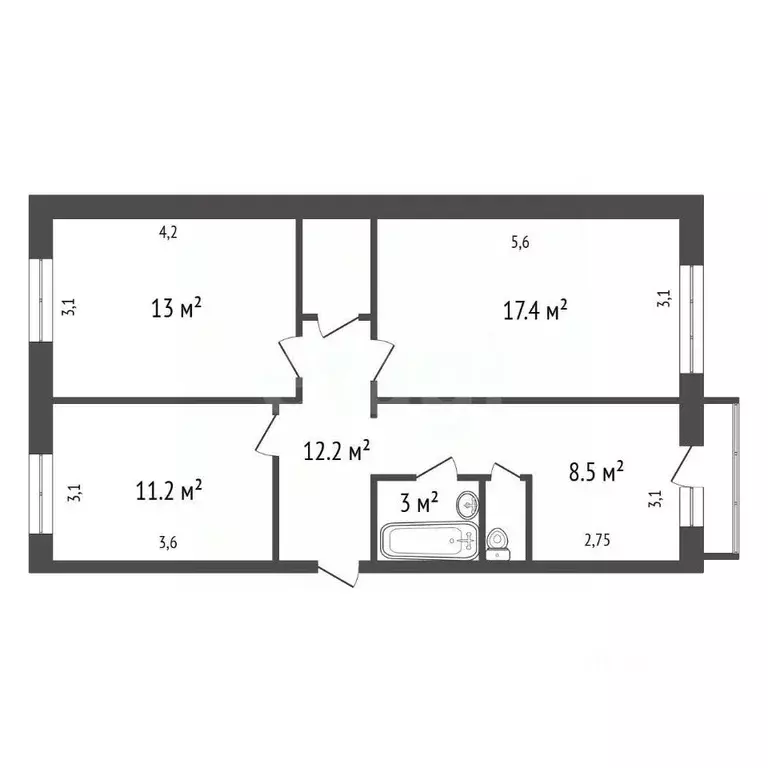 3-к кв. Красноярский край, Канск ул. Герцена-9, 22 (68.7 м) - Фото 2