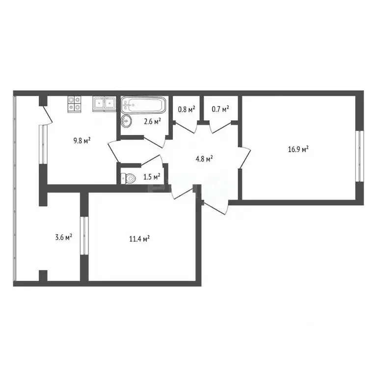 2-к кв. Севастополь ул. Генерала Мельника, 17 (55.0 м) - Фото 2
