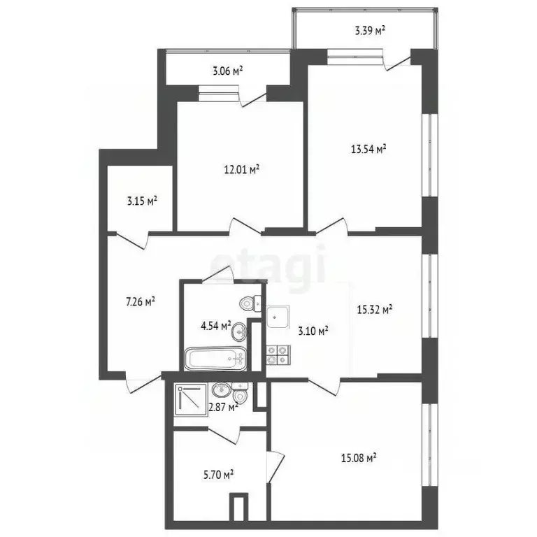 3-к кв. Тюменская область, Тюмень ул. Андрея Кореневского, 3 (89.0 м) - Фото 0