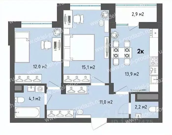 2-к кв. Воронежская область, Воронеж бул. Содружества, 1 (59.8 м) - Фото 1