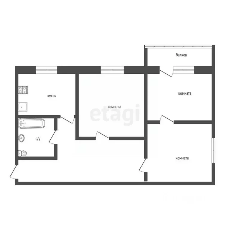 3-к кв. Курганская область, Курган ул. Урицкого, 126 (50.8 м) - Фото 1