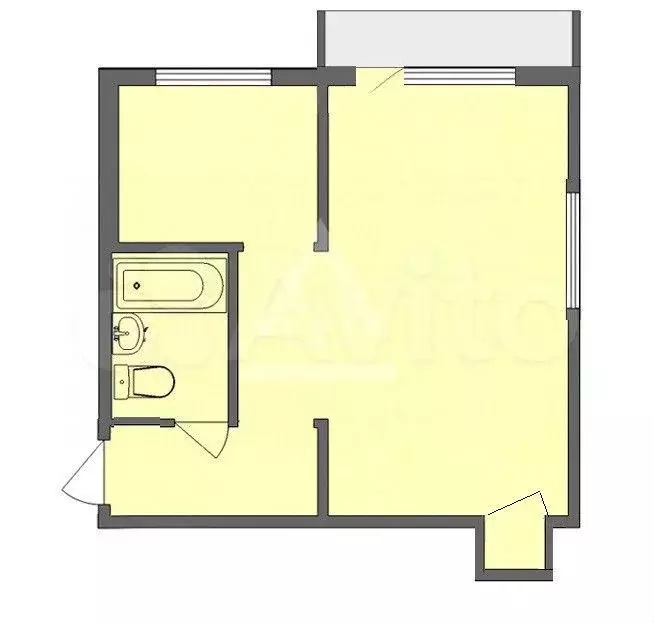 1-к. квартира, 32,5 м, 2/5 эт. - Фото 0