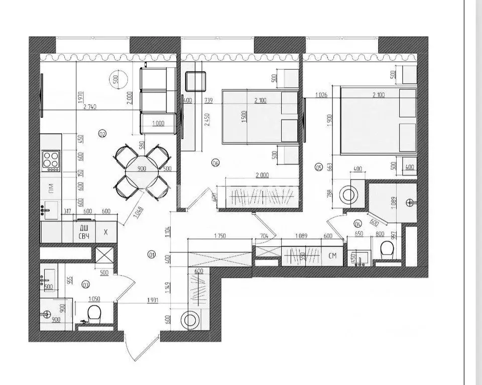 Квартира, 2 комнаты, 65.5 м - Фото 1