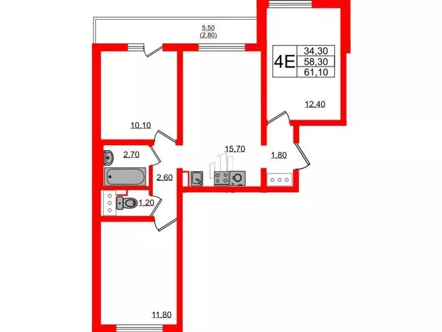 3-к кв. Санкт-Петербург ул. Пейзажная, 30 (61.1 м) - Фото 1
