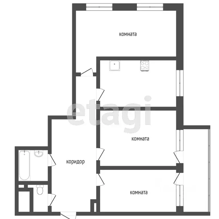 3-к кв. Ростовская область, Батайск ул. Энгельса, 188 (57.5 м) - Фото 2