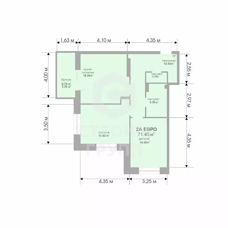 2-комнатная квартира: Владимир, СНТ Текстильщик (71.05 м) - Фото 2