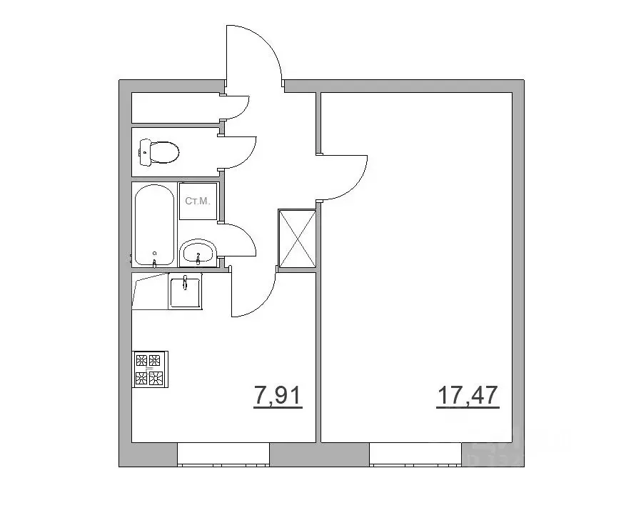 1-к кв. Санкт-Петербург просп. Художников, 14 (33.7 м) - Фото 1