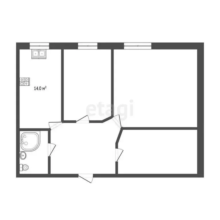 3-комнатная квартира: Нальчик, улица Ашурова, 40 (62.7 м) - Фото 1