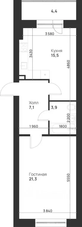 1-к кв. Тульская область, Тула ул. Героев России, 2 (52.2 м) - Фото 1
