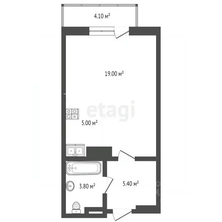 Студия Ростовская область, Ростов-на-Дону ул. Оганова, 20с1 (25.0 м) - Фото 2