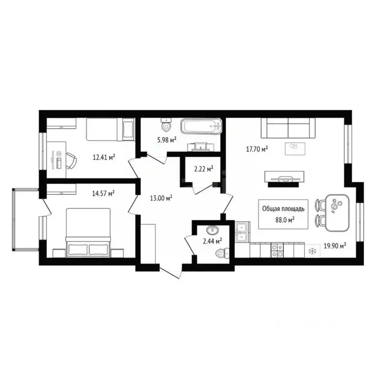 3-к кв. Новосибирская область, Новосибирск Красный просп., 220/6 (88.0 ... - Фото 2