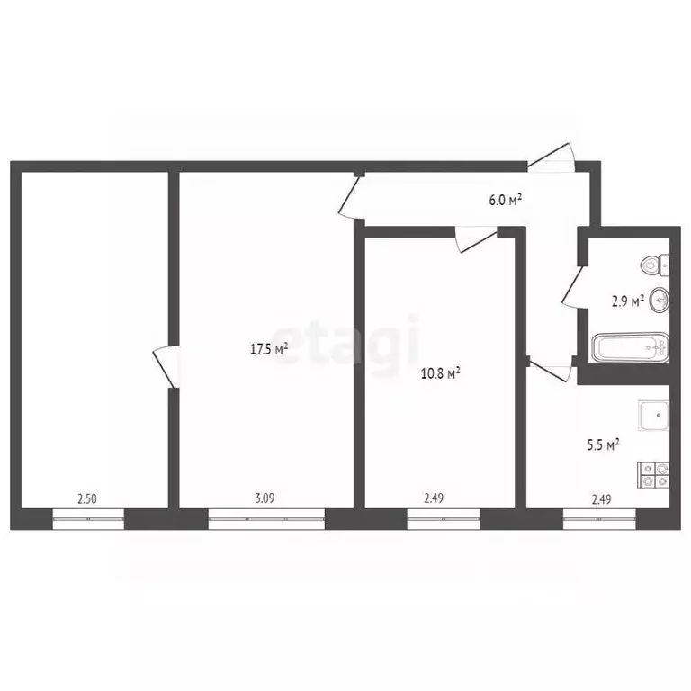 3-к кв. Псковская область, Псков Гражданская ул., 7 (56.1 м) - Фото 2