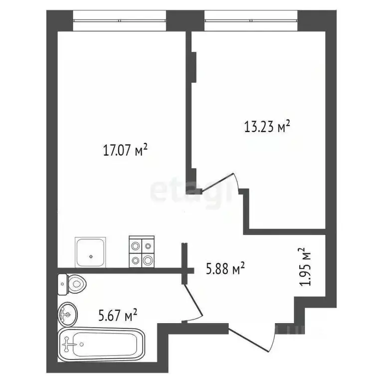 1-к кв. Тюменская область, Тюмень ул. Новоселов, 92 (43.8 м) - Фото 2