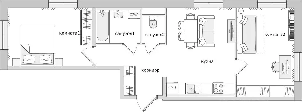 2-к кв. Ленинградская область, Всеволожский район, пос. Бугры ул. ... - Фото 0