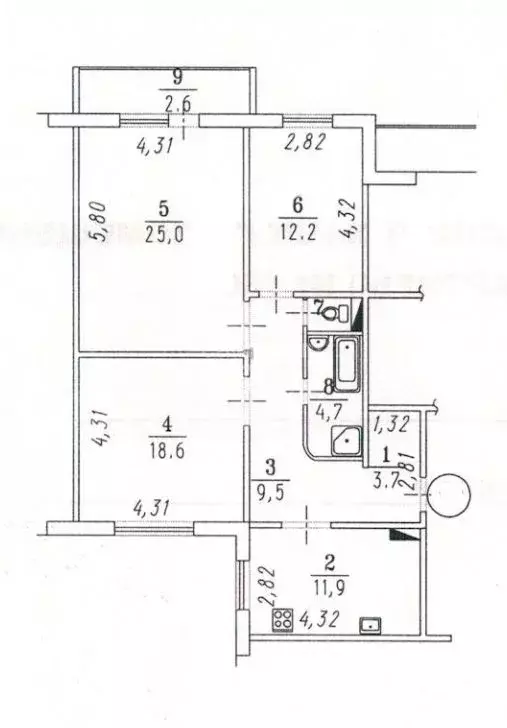 3-к кв. Омская область, Омск Крыловская ул., 46 (86.7 м) - Фото 2