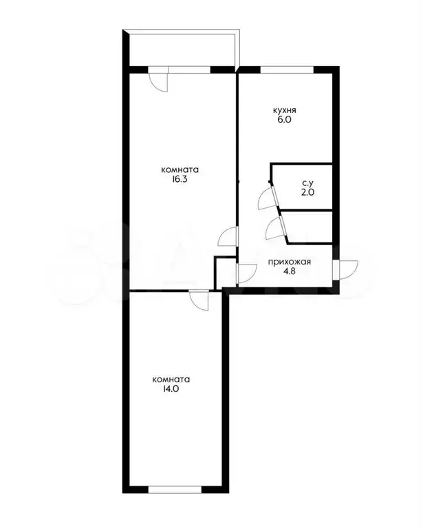 2-к. квартира, 48 м, 4/5 эт. - Фото 0