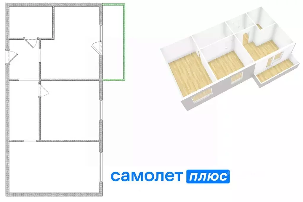 2-к кв. Кемеровская область, Кемерово ул. Терешковой, 16В (53.3 м) - Фото 1