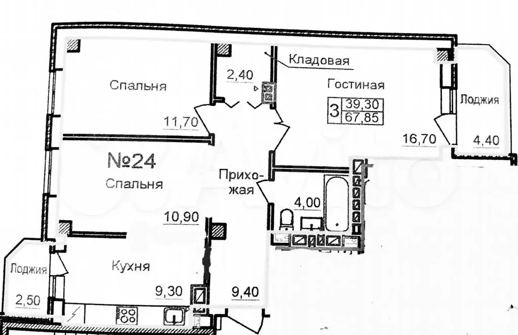 3-к. квартира, 70 м, 7/8 эт. - Фото 0