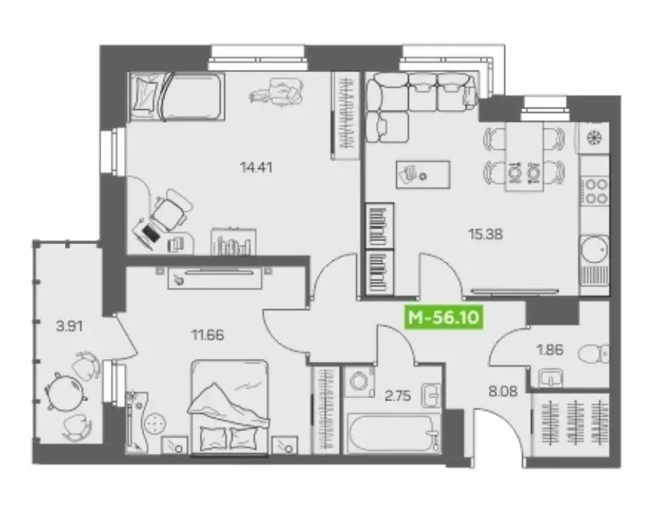 Продаётся 2-к квартира, 54.1 м - Фото 1