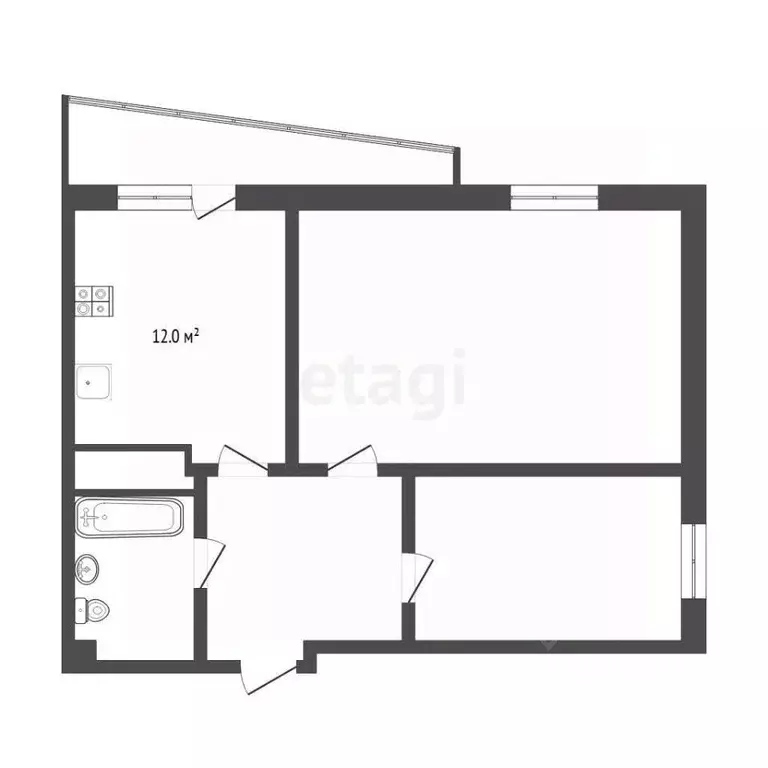2-к кв. Тюменская область, Тюмень ул. Газовиков, 55 (43.3 м) - Фото 1