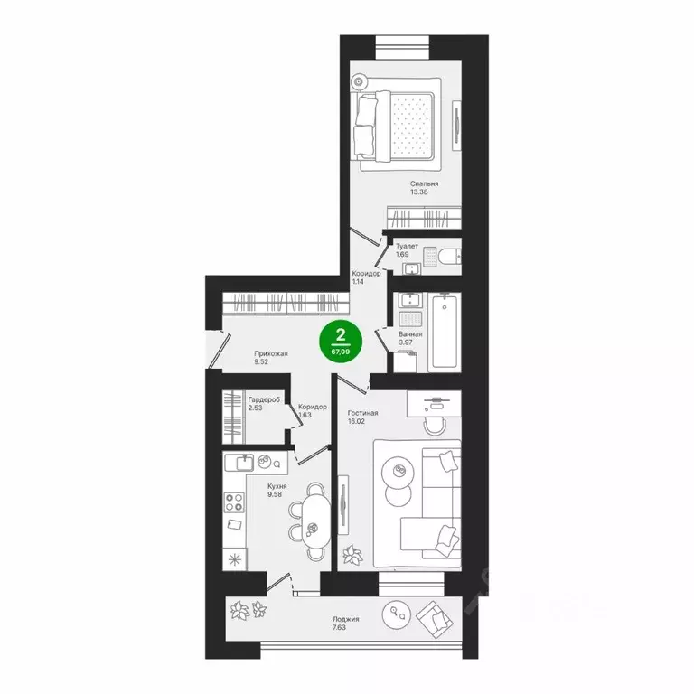 2-к кв. Марий Эл, Йошкар-Ола городской округ, с. Семеновка, Овощевод ... - Фото 0