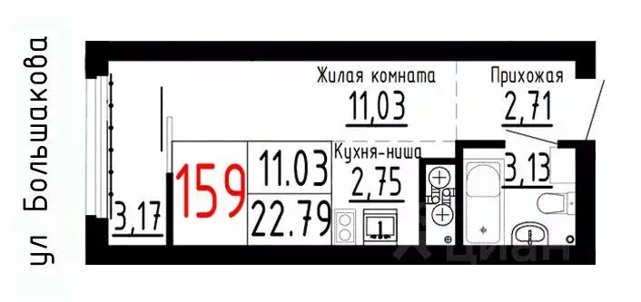 Студия Свердловская область, Екатеринбург Парковый мкр, Лувр жилой ... - Фото 0
