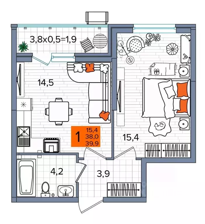 1-к кв. Краснодарский край, Краснодар ул. Константина Гондаря, 98к1 ... - Фото 0