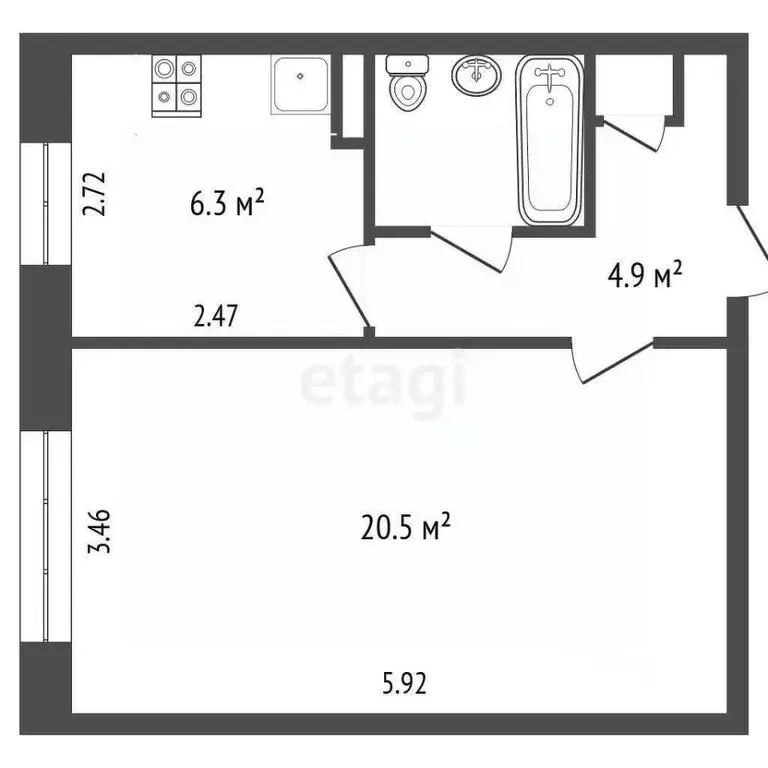 1-к кв. Вологодская область, Череповец Остинская ул., 5 (35.5 м) - Фото 1