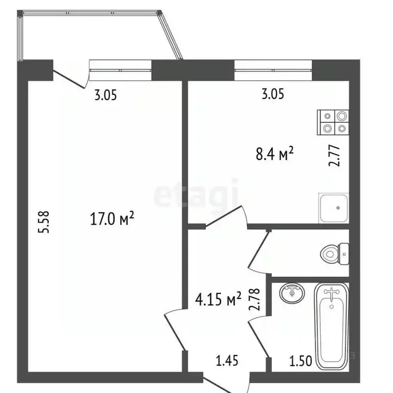 1-к кв. Чувашия, Чебоксары бул. Юности, 8 (33.0 м) - Фото 2