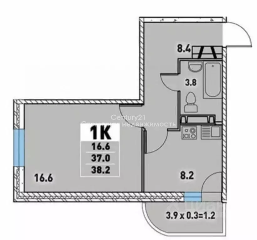 1-к кв. Краснодарский край, Краснодар Круговая ул., 4Вк5 (37.0 м) - Фото 2