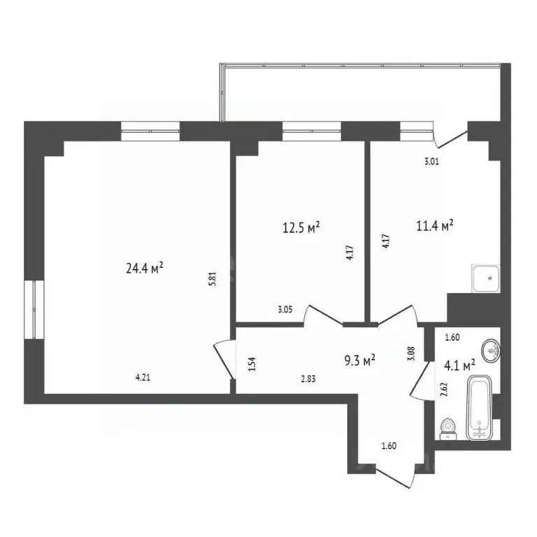 2-к кв. Красноярский край, Красноярск Караульная ул., 39В (61.7 м) - Фото 1
