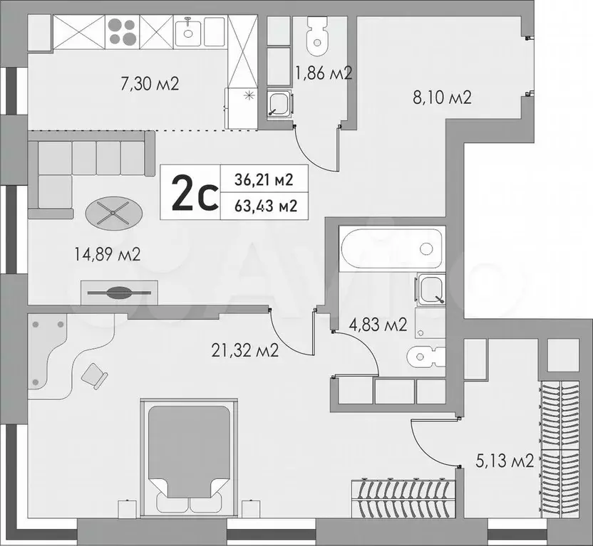 3-к. квартира, 65 м, 4/10 эт. - Фото 1