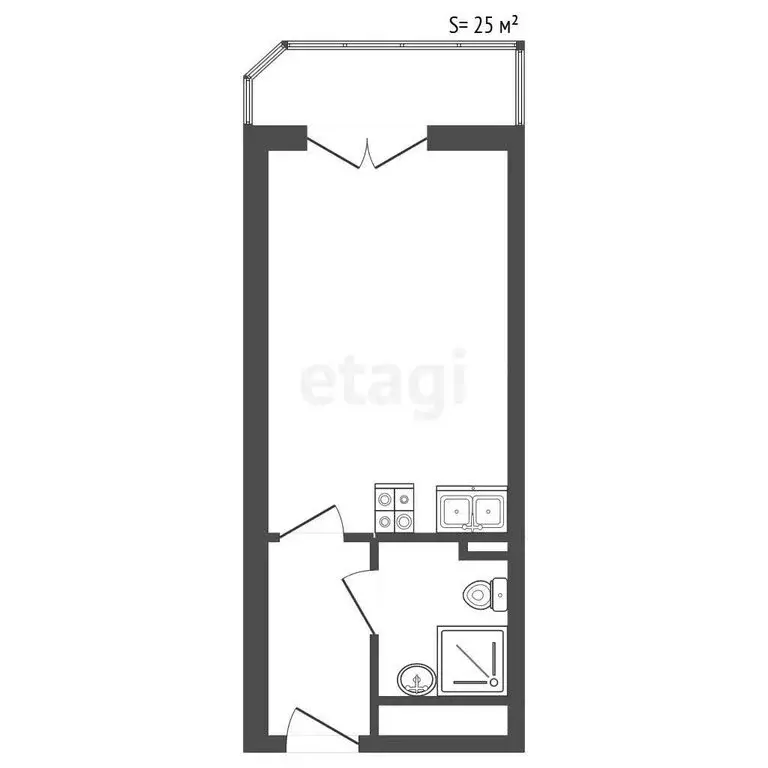 Квартира-студия: Санкт-Петербург, проспект Маршала Блюхера, 7к1 (25 м) - Фото 1